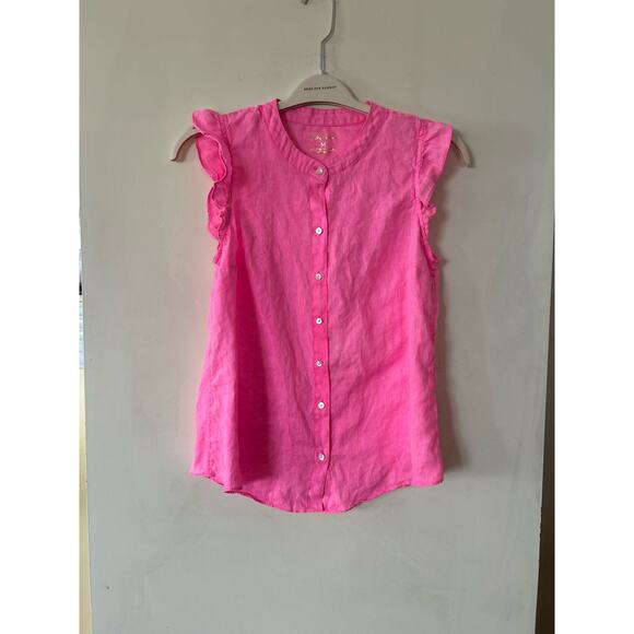 Lilly Pulitzer Tops - Lilly Pulitzer Sea View Button Down Blouse Top Linen Size M Medium Pink NWT